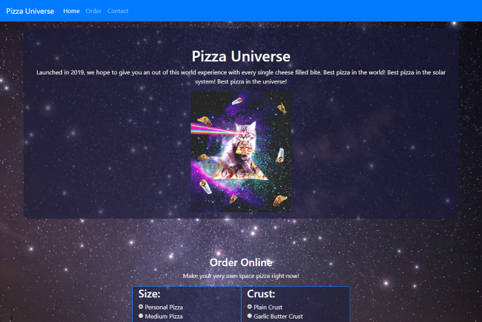Space pizza website